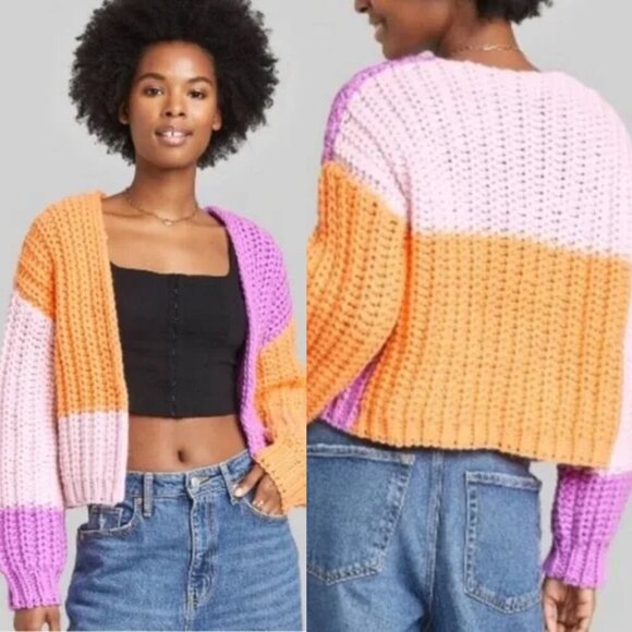 Wild Fable Color Block Chunky Knit Sweater Size Medium - Picture 9 of 9